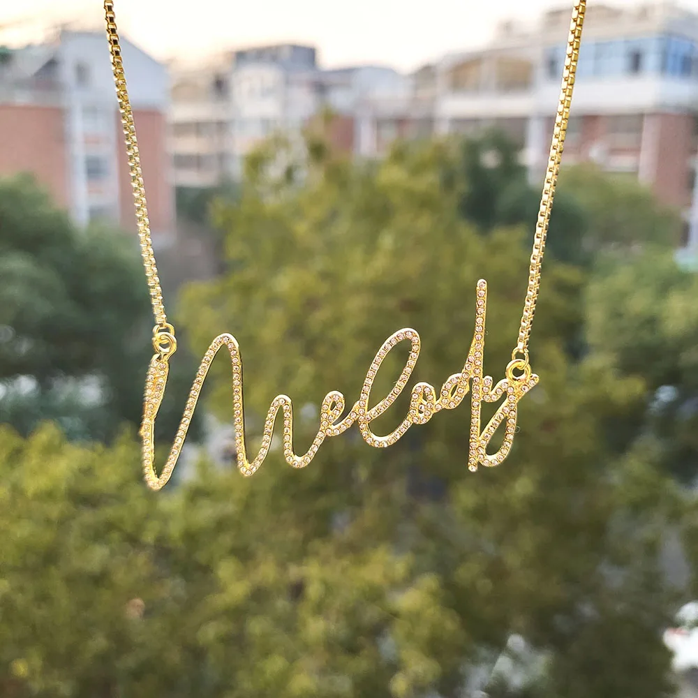 Custom Jewelry Custom Name Necklaces Crystal Pendant Letters Necklace for Men Women Personalized Necklace with Different Fonts