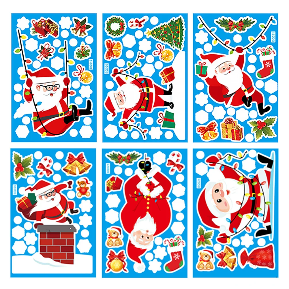 

Window Christmas Decals Stickersstickercling Decorations Wall Santadoor Decoration Decorative