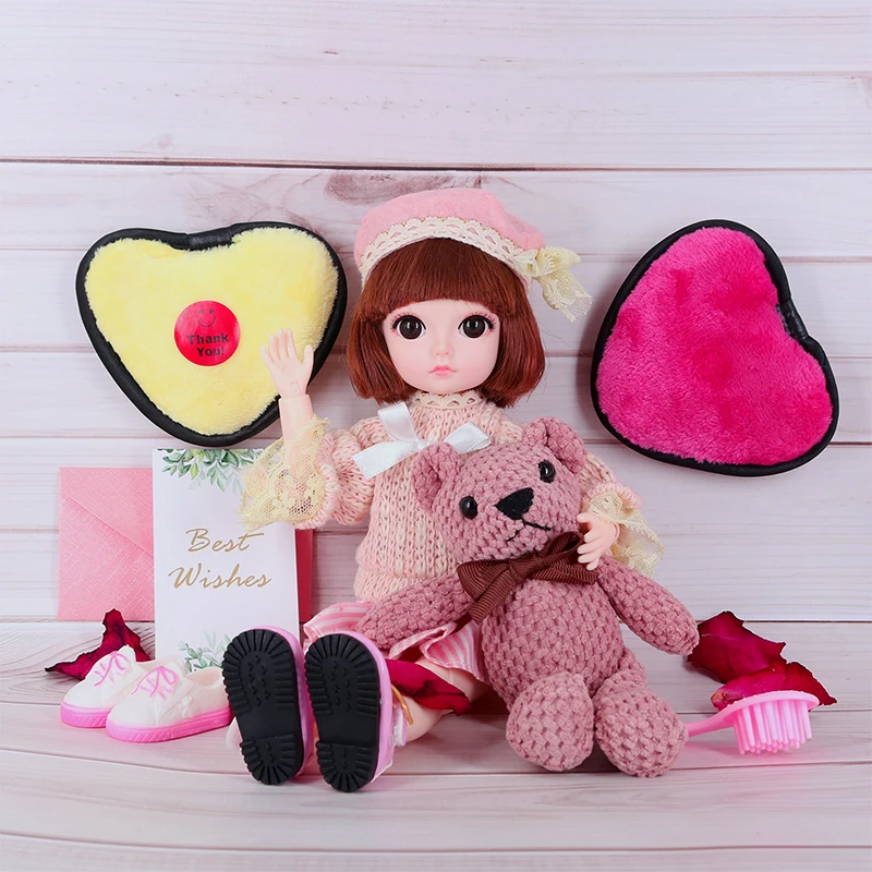 1/6 BJD Кукла Принцесса 30 см с розовой обувью одежда плюшевый медведь расческа