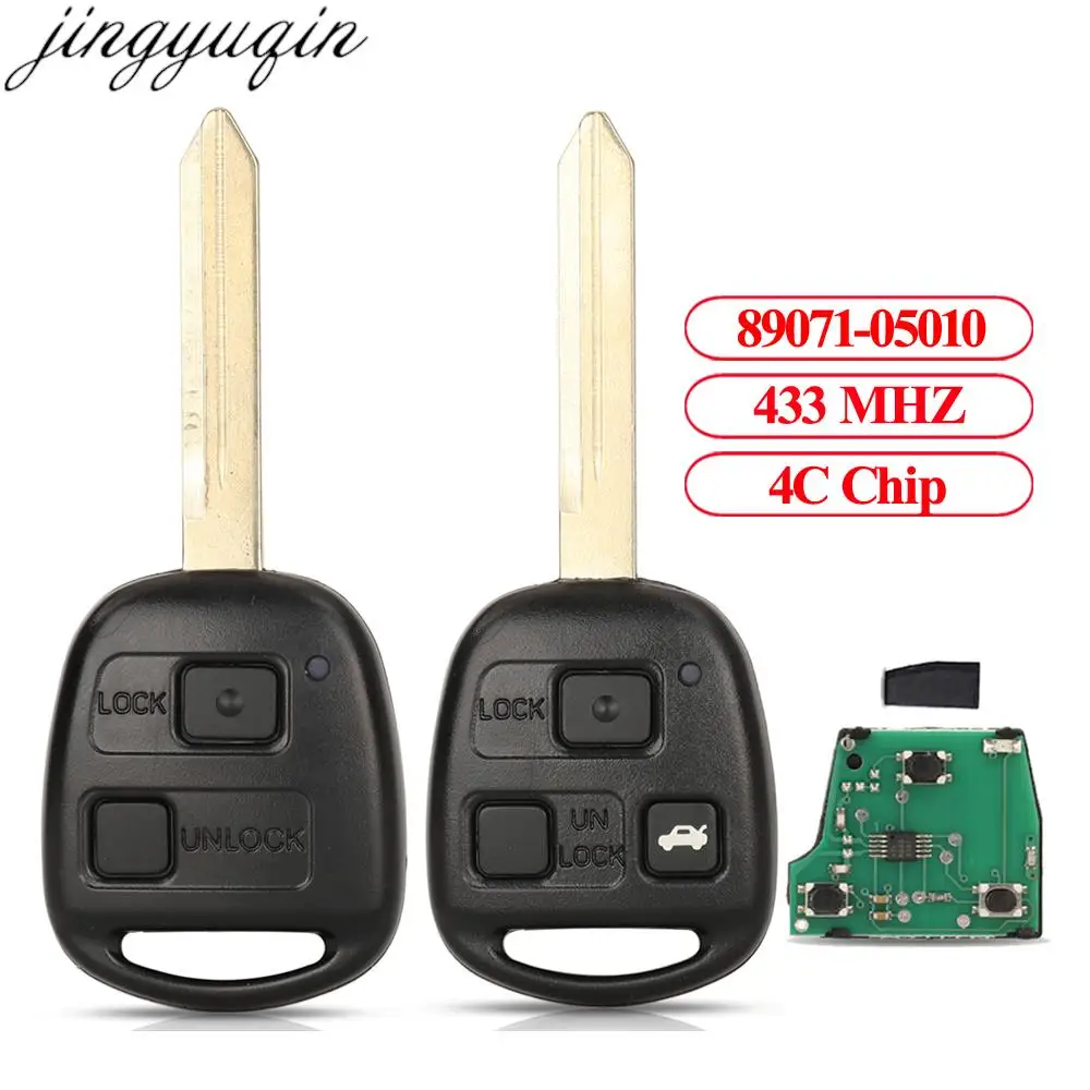 

Jingyuqin 2/3 Buttons Remote Car Key Alarm 433MHz 4C Chip For Toyota Yaris 2010 2011 Avensis 2003-2008 89071-05010 TOY47