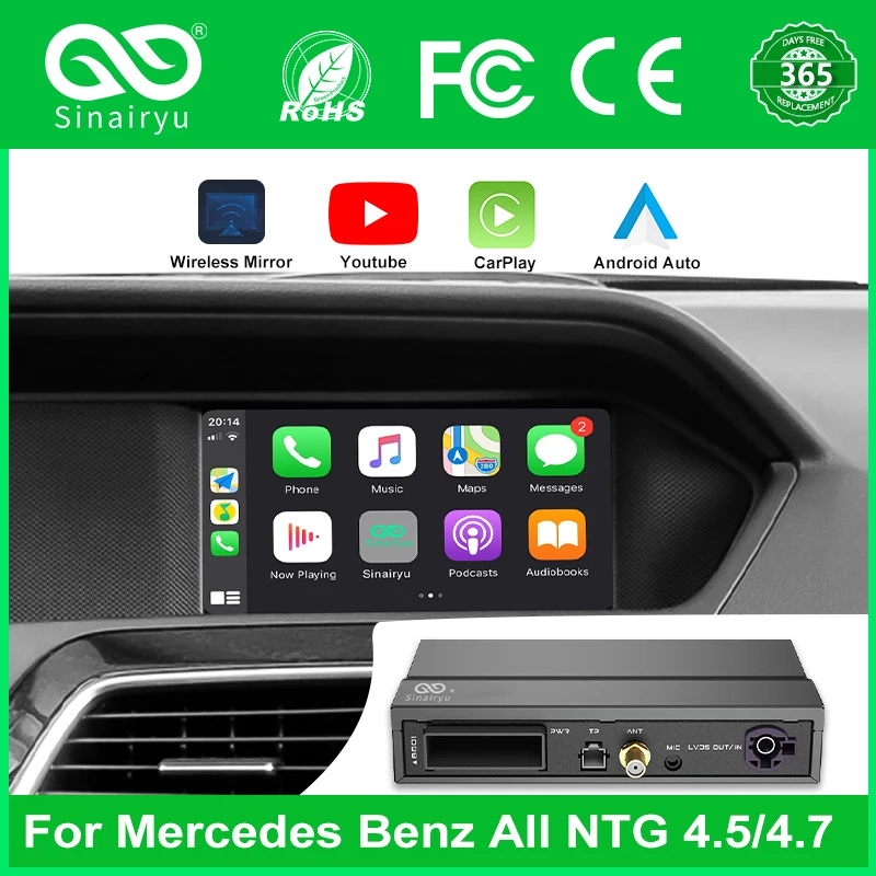 

Sinairyu беспроводной Apple Carplay для Mercedes NTG 4,5/4,7 A/B/C/E/S/GLK/GLA/GLC/SLK/ML класс Android Авто iOS Mirror Car play