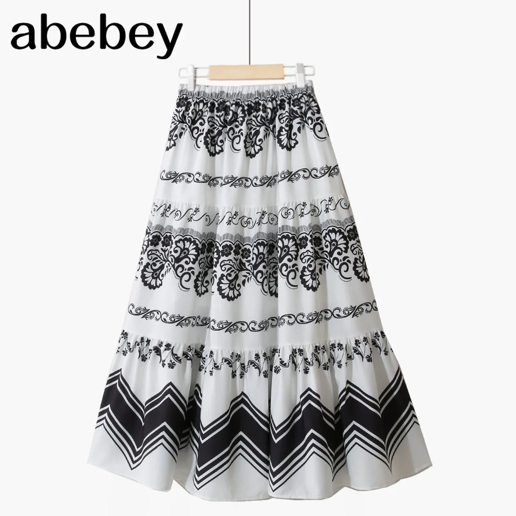 Юбка с цветочным принтом в богемном стиле трапециевидная юбка высокой талией и