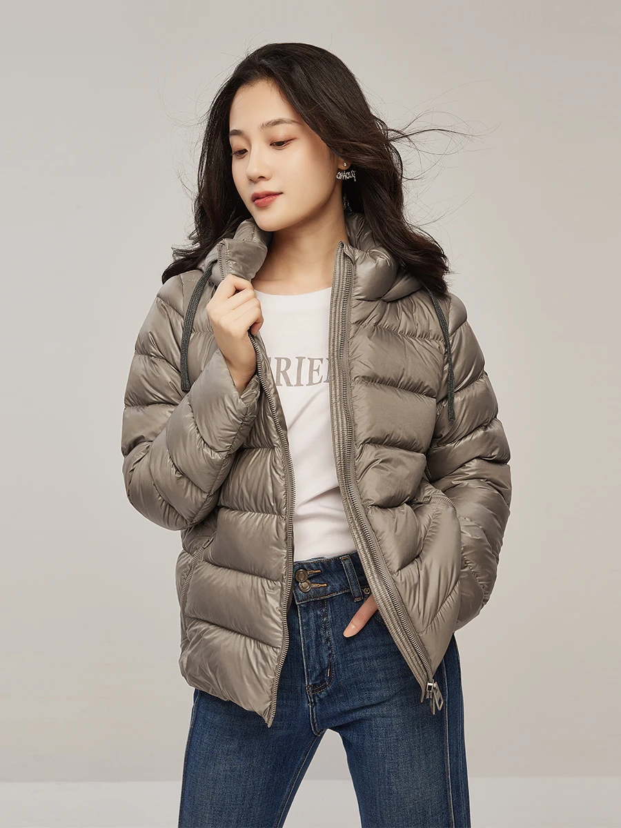 High-quality 90%  White Goose Down  Women Jacket  Casaco Feminino Light Basics  Winter Thin Warm Hooded Abrigos De Mujer