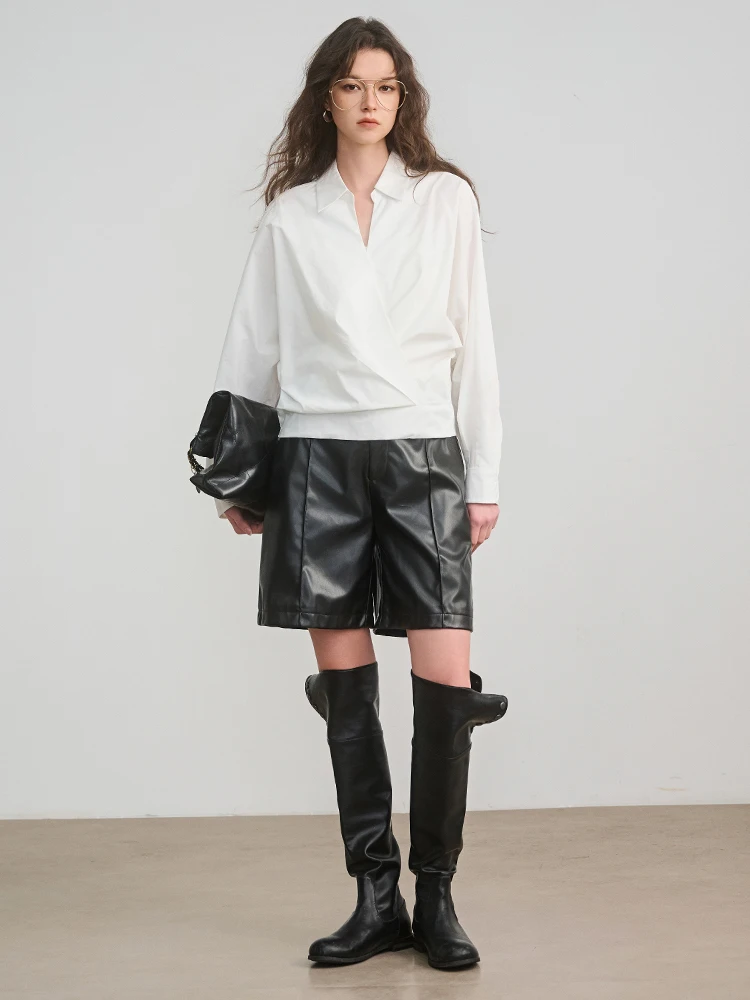 Базовый дом/Baijiahao 00% хлопок молодые ветровые рубашки с лацканами женские весенние