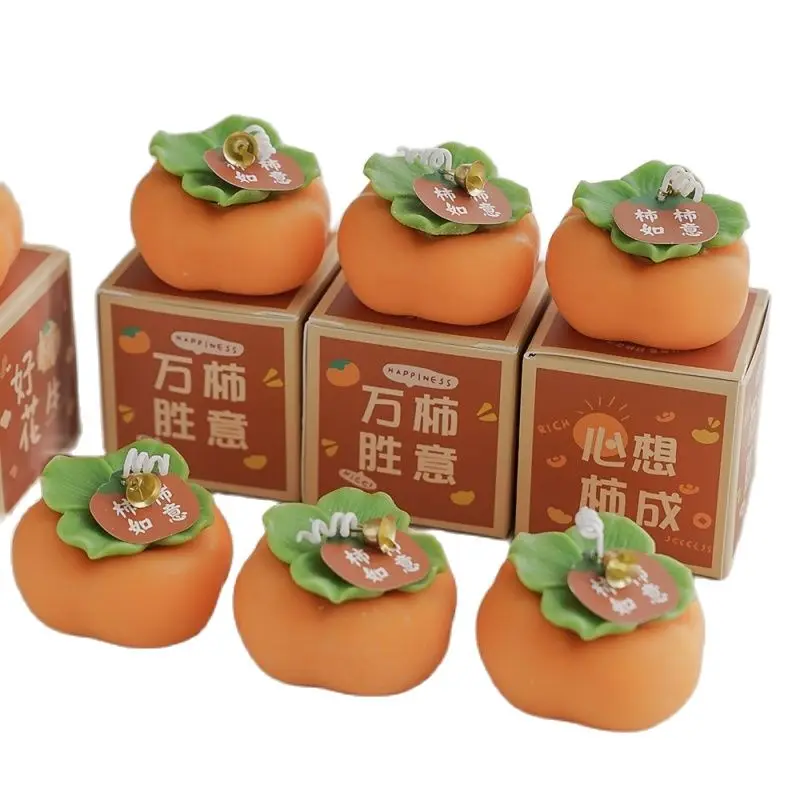 

5 PCS Persimmon Scented Candles DIY Creative Ornaments Wedding Gifts Decoration Aromatic Candles Fruit New Year Candles Gift Box