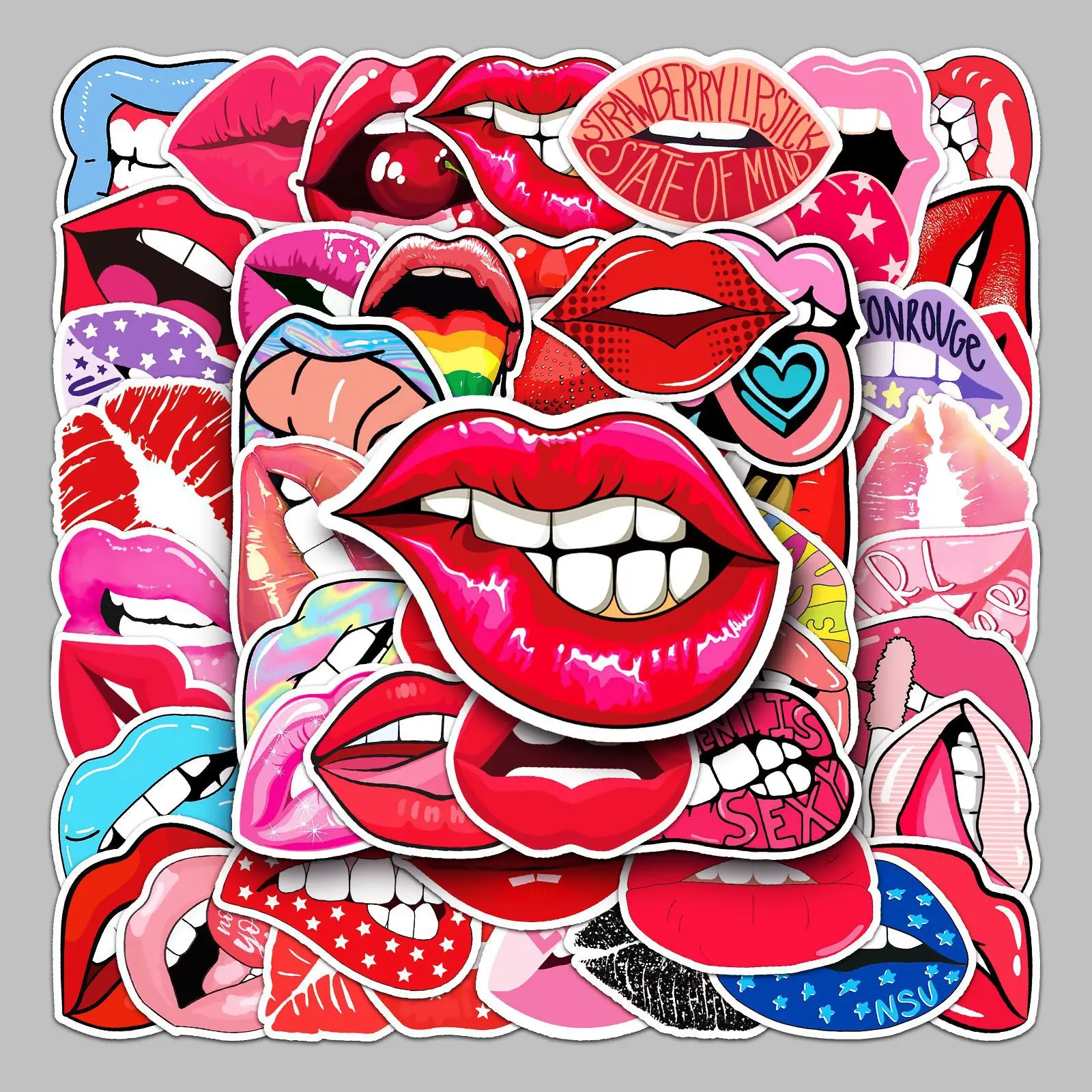 

50PCS Sexy Trend Lips Creative Cartoon Luggage Stickers Waterproof Graffiti Stickers Scooter Computer Tablet Cartoon Decoration