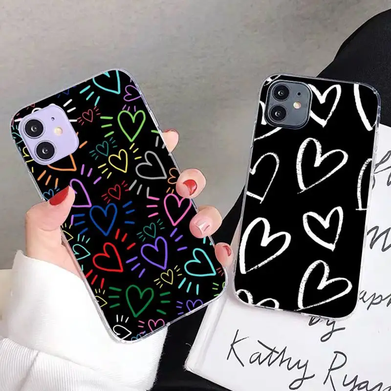 

Cute Love Heart Phone Case for iPhone 11 12 13 Mini Pro Max 8 7 6 6S Plus X 5 SE 2020 XR XS Case shell