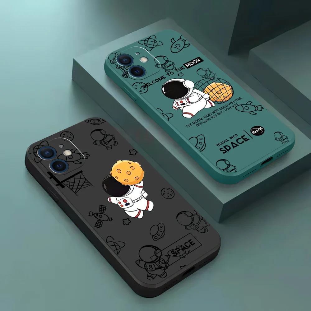 

Cute Cartoon Astronaut Phone Case For Apple iPhone 11 12 13 Pro 12 13 Mini X XR XS Max 5 6 6s 7 8 Plus Luxury Cover Fundas Coque