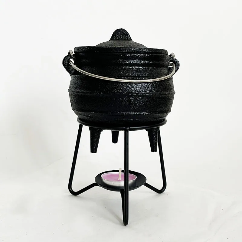 Чугунный котёл среднего размера 1/8 # с металлическим держателем-горшок для