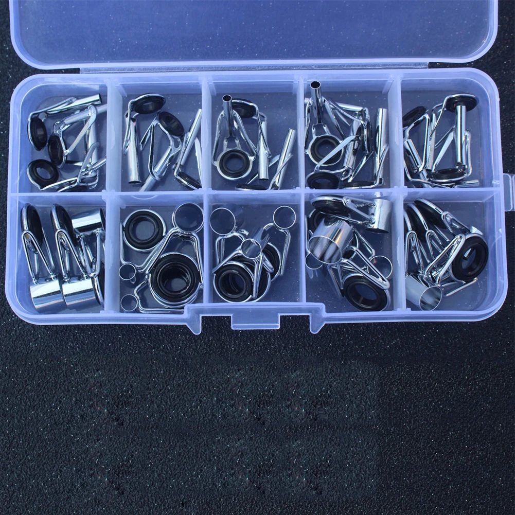 

36 Pcs Fishing Rod Tip DIY Top Central Rings Different Size Angling Accessory Durable Repair Kit Replacement Guide Pole Care