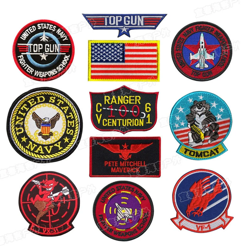 

Top Gun Flight Test MAVERICK Ranger Patch Vf-1 VX-31 Tomcat US Navy Fighter Weapon School Squadron Badge Patches for Jacket