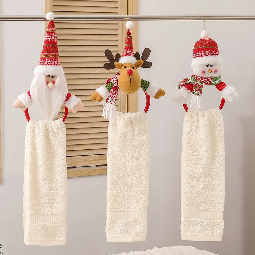 

3 Pcs Wall Mounted Towel Rings Hanger Bathroom Rack Christmas Decorations Decorate Cloth Storage Gifts