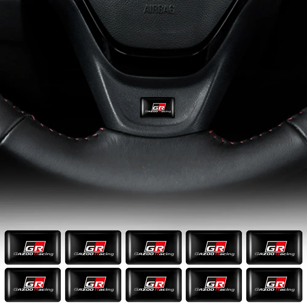

10PCS 3D Epoxy Car Styling Steering Wheel Accessories for Toyota GR GAZOO RACING Badge Emblem Auto Interior Decoration Sticker