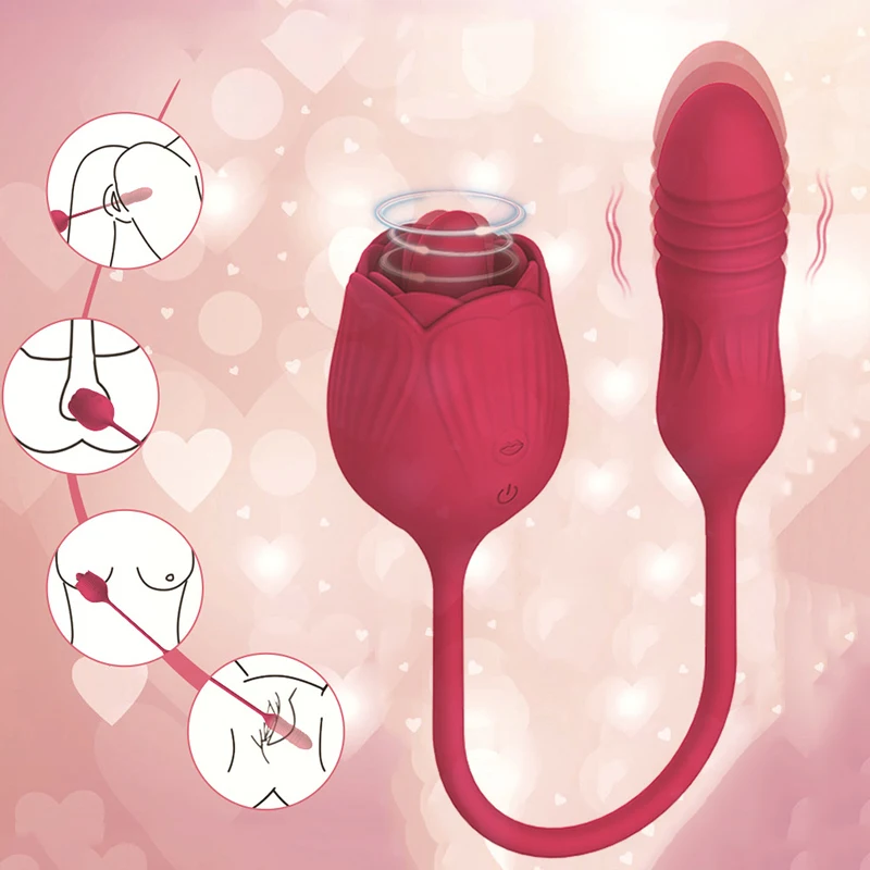 

Rose Clitoris Sucker Stimulator Tongue 2in1 Vibrator Women Female Nipple Pussy Clit Sucking Licking Couples Vibator Sex Toy