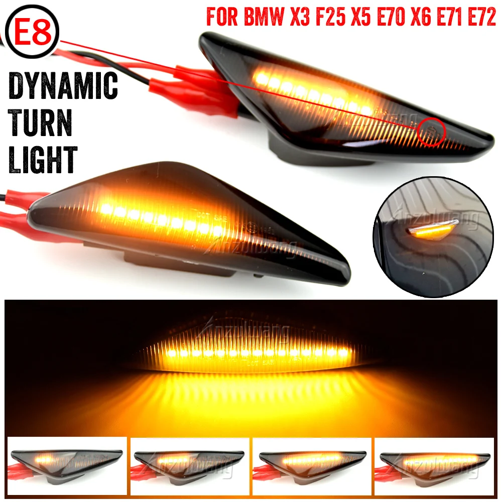 

2pcs Dynamic LED Blinker Side Marker Turn Signal Light Lamp For BMW X3 F25 X5 E70v X6 E71