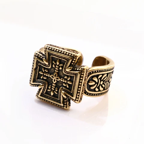 Открытое регулируемое кольцо LENNIK с мальтийским крестом из меди