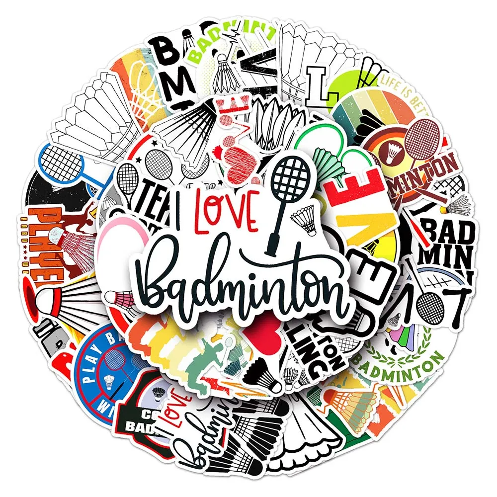 

10/50 Pcs Cartoon Badminton DIY Sports Graffiti Sticker Waterproof Decorative Trolley Box Backpack Bicycle Guitar Stickers Decal