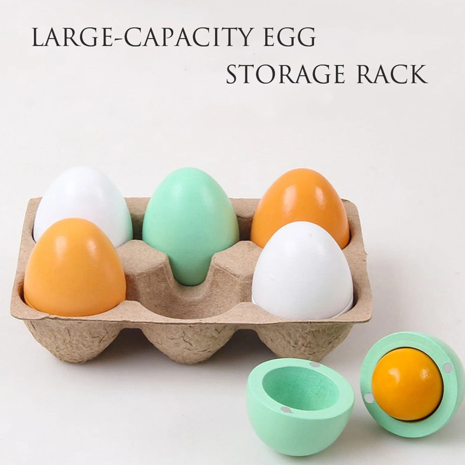 

Children's Wooden Magnetic Egg Pretend Kitchen Toy Simulation Color Egg Magnetic Separable Egg Yolk Play House Cooking Game Toy