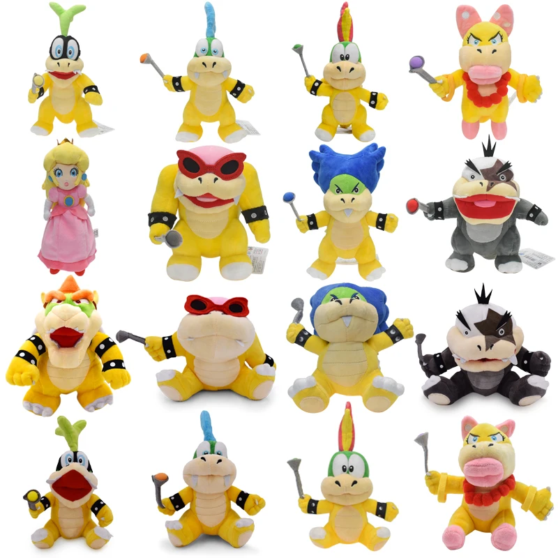 Mario Plush Toys Princess Peach Bowser Koopa JR Ludwig Roy M