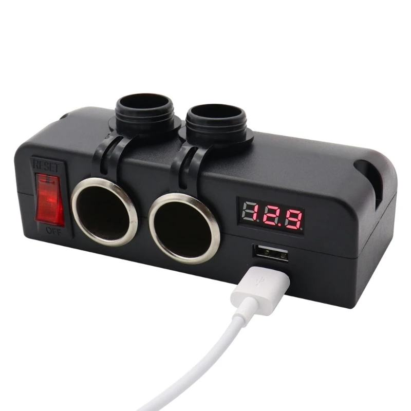 

Car Dual 12V 24V Power Outlet Socket and Dual USB Socket Charger for Boat Truck Marine with LED Voltmeter On/Off Switch 896C