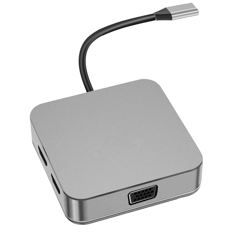 

Док-станция 7 в 1, USB C HUB, Dual HDMI-совместимая с VGA PD Audio, поддержка: Windows Me/2000/XP/Vista/NT/7/8