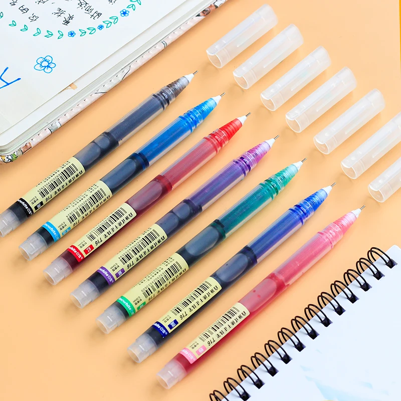 

Snowhite T16 Straight Liquid Type Roller Ball Pen Color Gel Pen Quick Dry Red Blue Green Special Signature Pen Taking Notes 6PCS