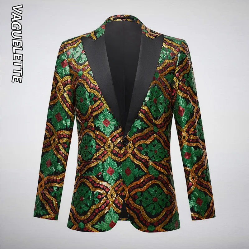 

Мужской Блестящий Блейзер-пиджак с одной пуговицей