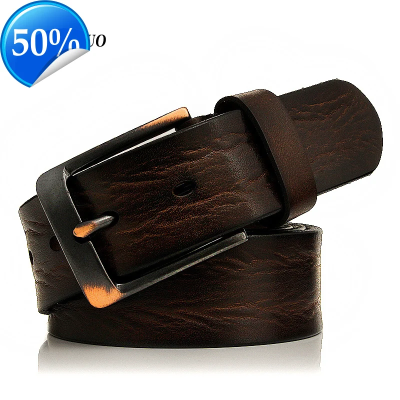 GFOHUO New Top Genuine Leather Belts Men Luxury Brand Designer High Quality Business Strap Male Wide Pin Buckle For Jeans