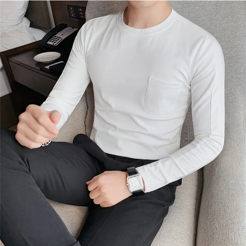 

2023 Men Spring High Quality Casual Long Sleeve T-Shirts/Male Slim Fit High Quality Leisure T-shirt Plus Size S-3XL