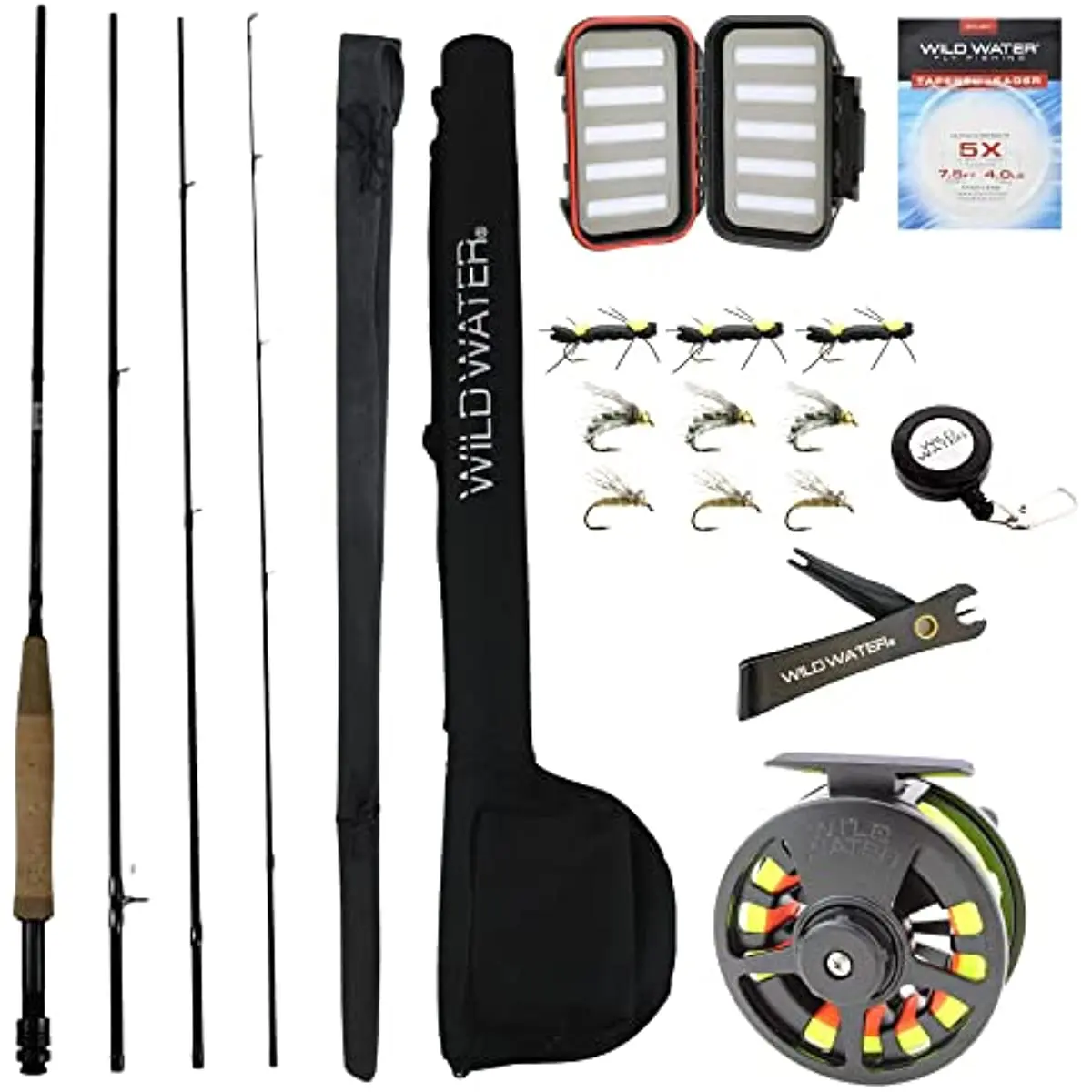 

Wild Water Fly Fishing Combo Starter Kit,9 Foot Fly Rod,4-Piece Graphite Rod with Cork Handle,Die Cast Reel,Carrying Case
