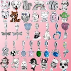 Шармы-подвески женские из серебра 925 пробы с бусинами в виде животных, кошек, собак, бабочек