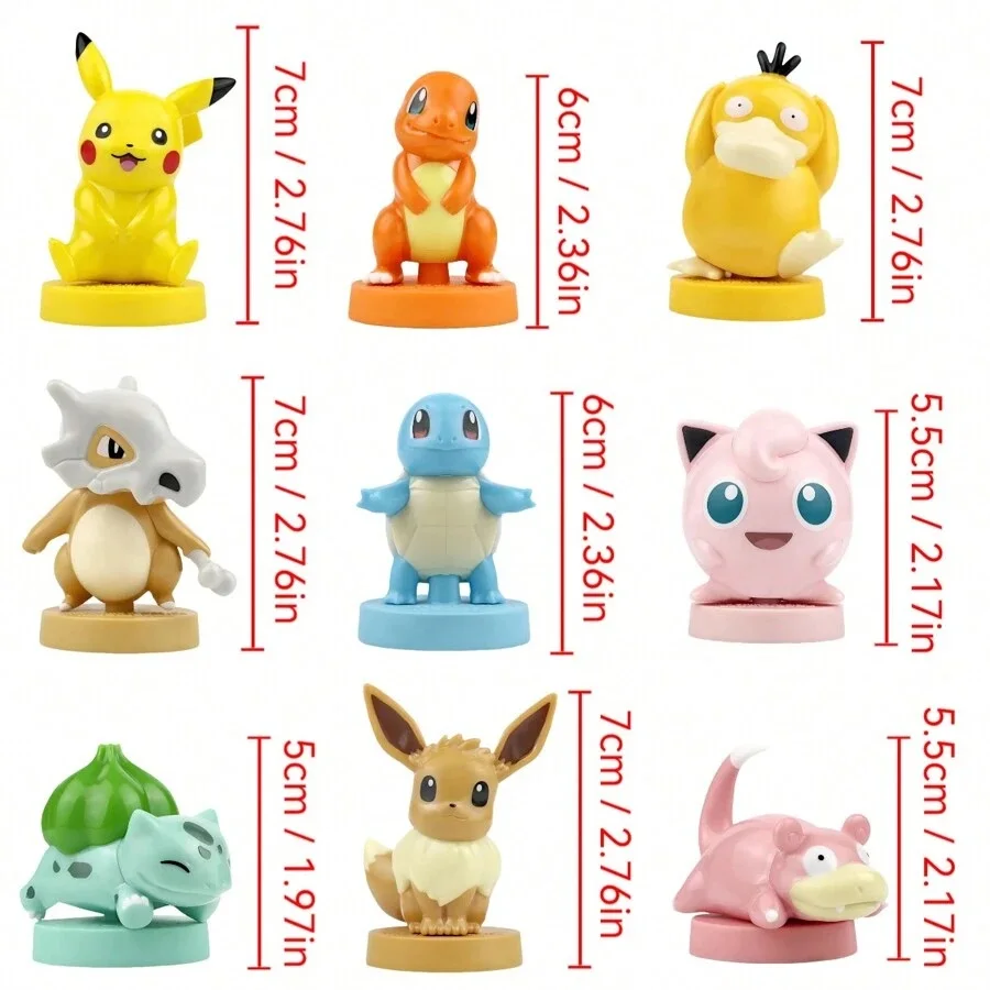 Фото 9-й стиль, натуральная серия Pokemon Cartoon Seal, аниме-фигурки, куклы, игрушки с акриловой коробкой, Пикачу Иви Бульбазавр, милая модель, подарки №2