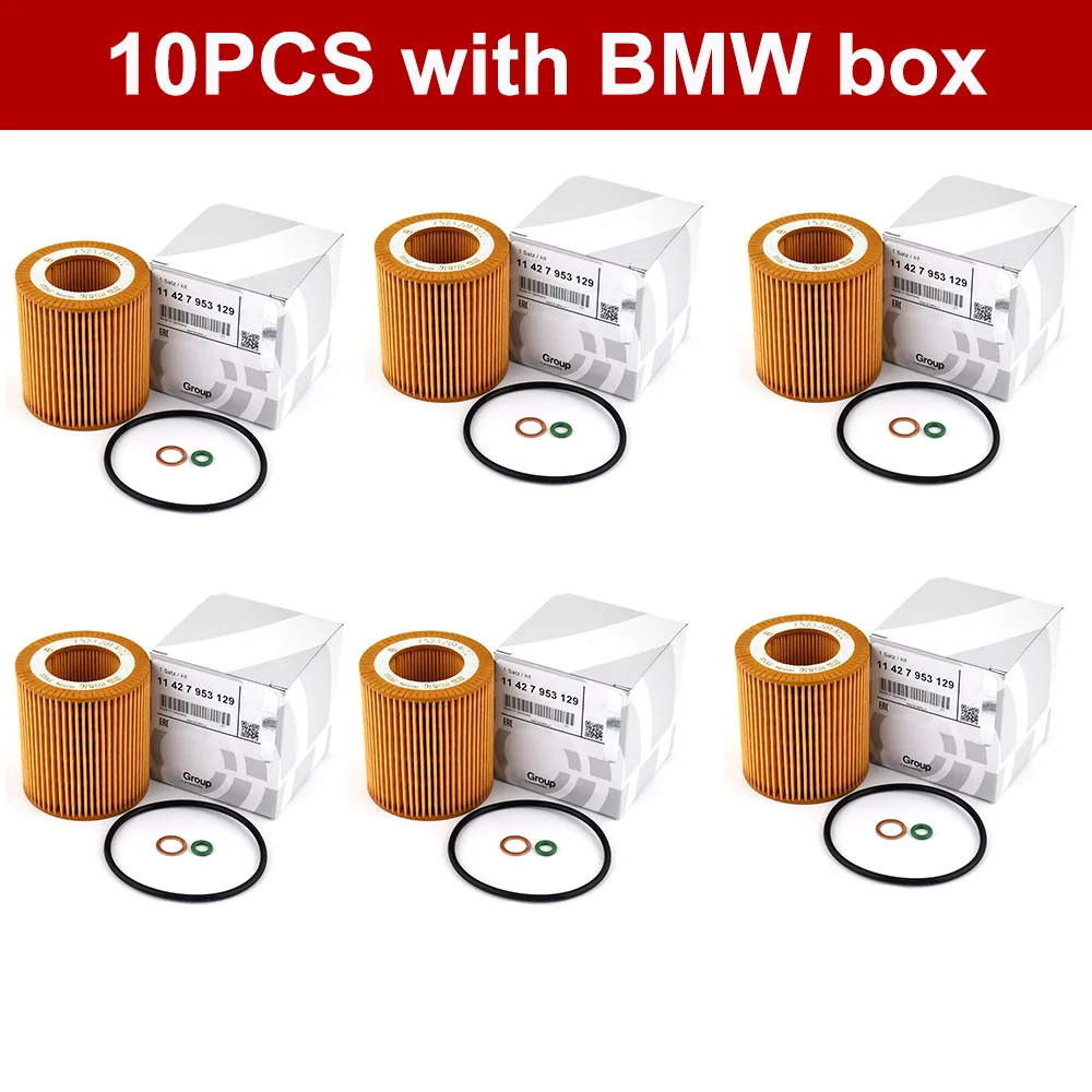 

10 шт. 11427953129 11427566327 11427541827 Масляный фильтр для BMW E60 E82 E88 E90 E92 E93 3 серии E90 E91 E92 E93 5 серии E60 E61