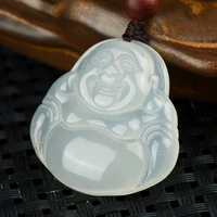 hot selling natural hand carved jade white chalcedony necklace pendant fashion accessories men women luck gifts amulet for