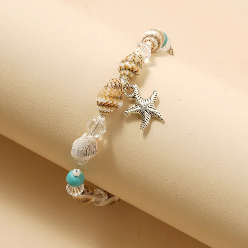 

European And American Anklets Hot Selling Jewelry Conch Anklet Rice Bead Pearl Crystal Ocean Starfish Anklet Lady Jewelry
