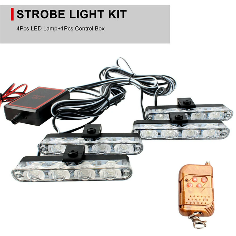 

1set Car Red/Blue Strobe Flash Light 16LED Wireless Remote Controllerauto Truck Dash Emergency Warning Flashing Lamps Lights