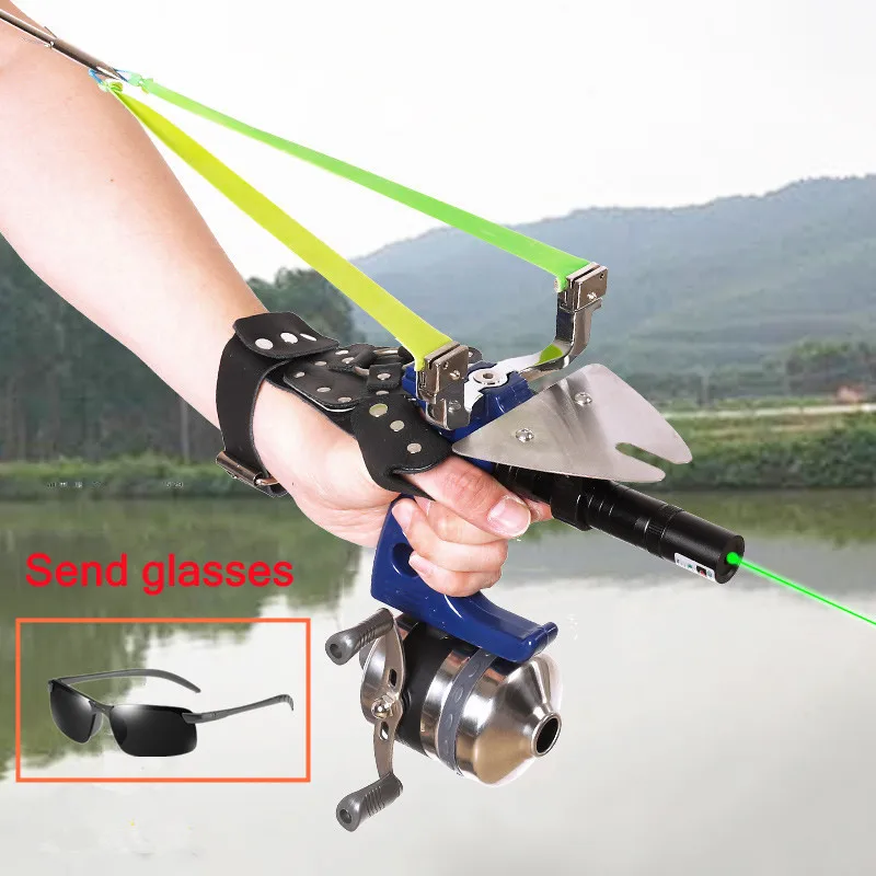 

Fishing Slingshot Set Upgrade Bow Head High Precision Aim Hunting Catapult with Fish Reel and Darts Outdoor Fishing Accessories