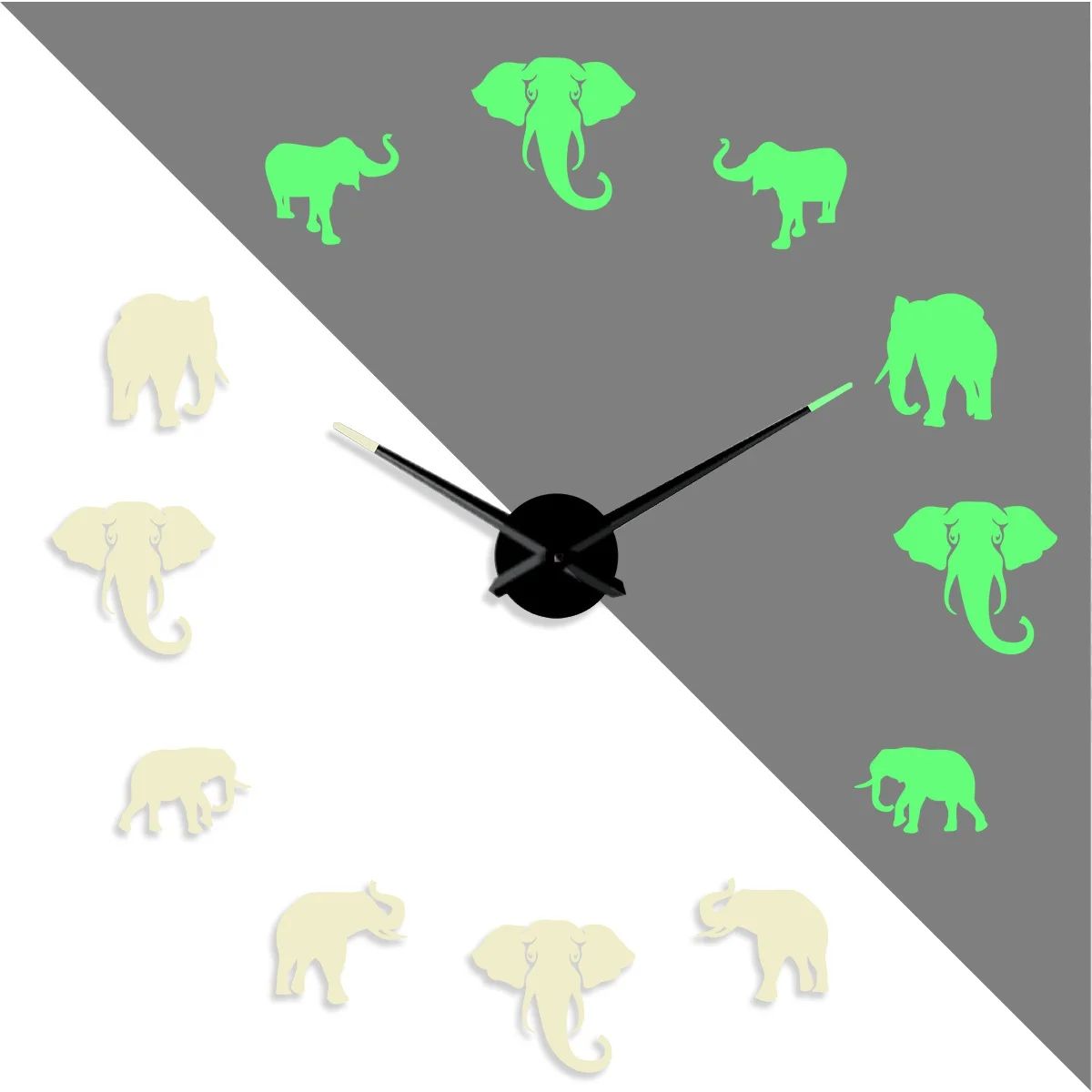 

Elephant DIY Different Luminous Frameless Wall Clock Home Decor Modern Design Animal lovers Gift