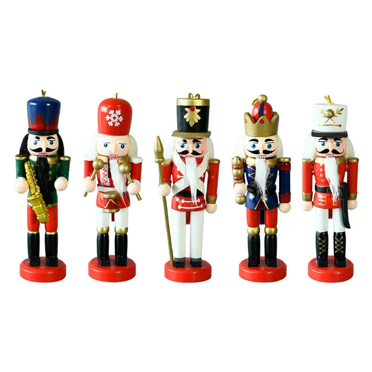 

5Pc/Set Christmas Nutcracker Wooden Ornaments Saxophone Soldiers Manual Decorations 13cm Christmas Tree Decoration