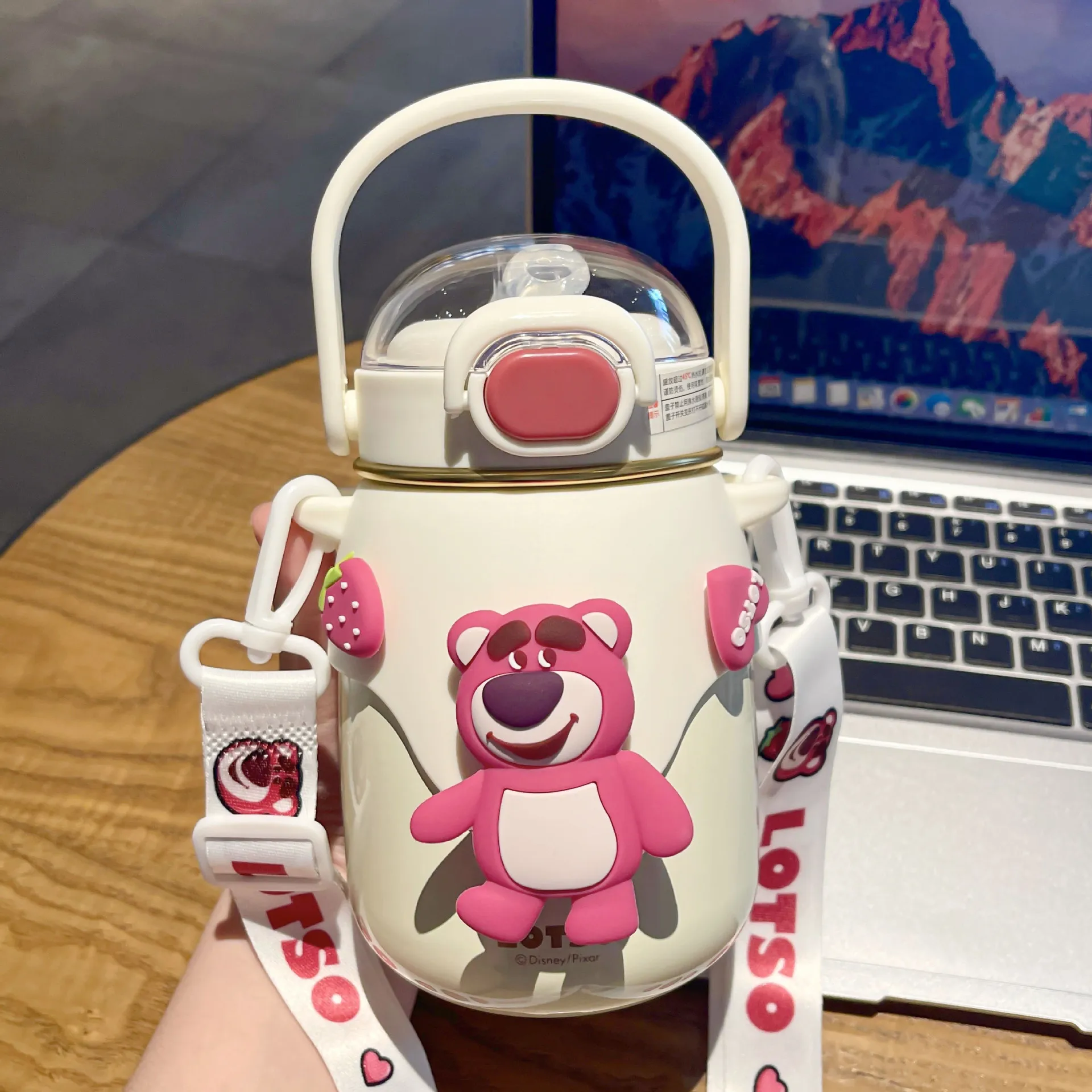 700 мл изолированная чашка с клубничным медведем мультяшная кукла соломенная