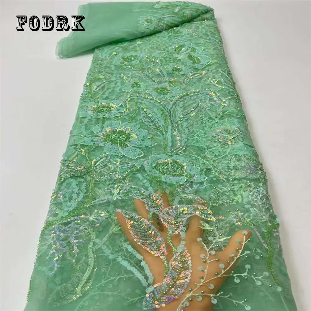 

Золотой и розовый тяжелый роскошный Тюль с вышивкой бисером, французское свадебное платье, кружевная ткань с блестками, нигерийская большая повседневная одежда