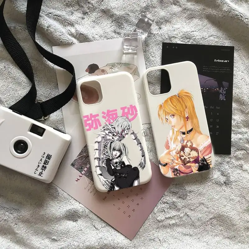 

Rem and Misa Death Note anime manga Phone Case Candy Color for iPhone 6 7 8 11 12 13 s mini pro X XS XR MAX Plus
