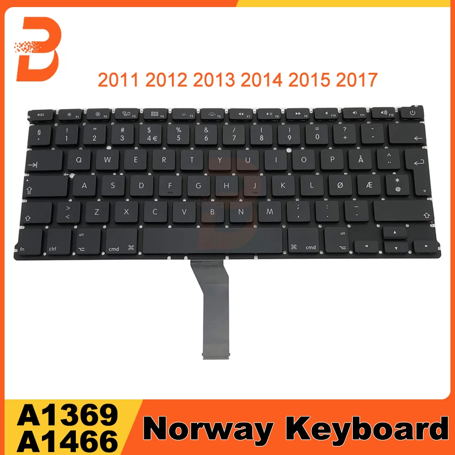 

Новая сменная Клавиатура для ноутбука Macbook Air, 13 дюймов, A1369, A1466, клавиатура для Норвегии 2011, 2012, 2013, 2014, 2015, 2017 лет