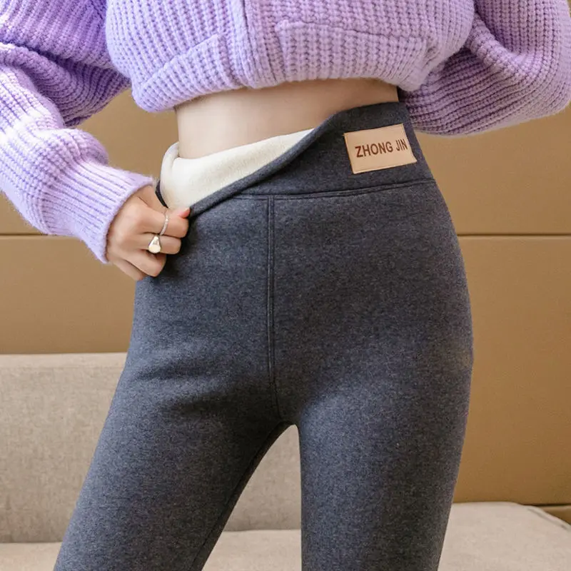 

Women Pants Warm Winter Thick Velvet Legging High Waist Leggings Compression Thick Lamb Wool Pants Cold Resistant Pants Q197