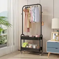 Clothing Garment Rack Rolling Clothes Organizer on Wheels for Hanging Metal Clothing Rack Clothes Garment Coat Rack with Baskets