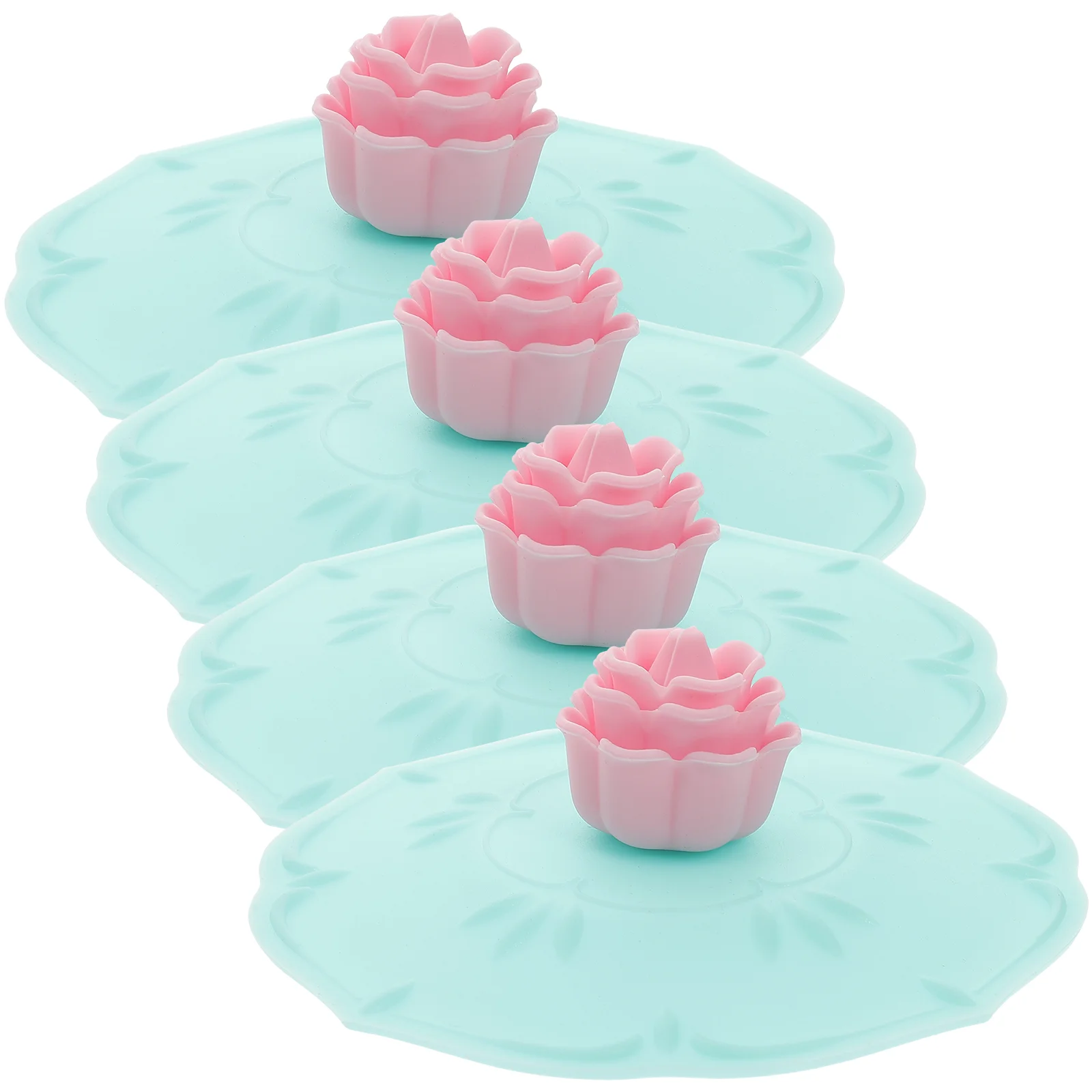 

4pcs Dustproof Rose Design Mug Covers Leak-proof Silicone Cup Lids Lovely Sealed Covers Mug Covers (Random Color)