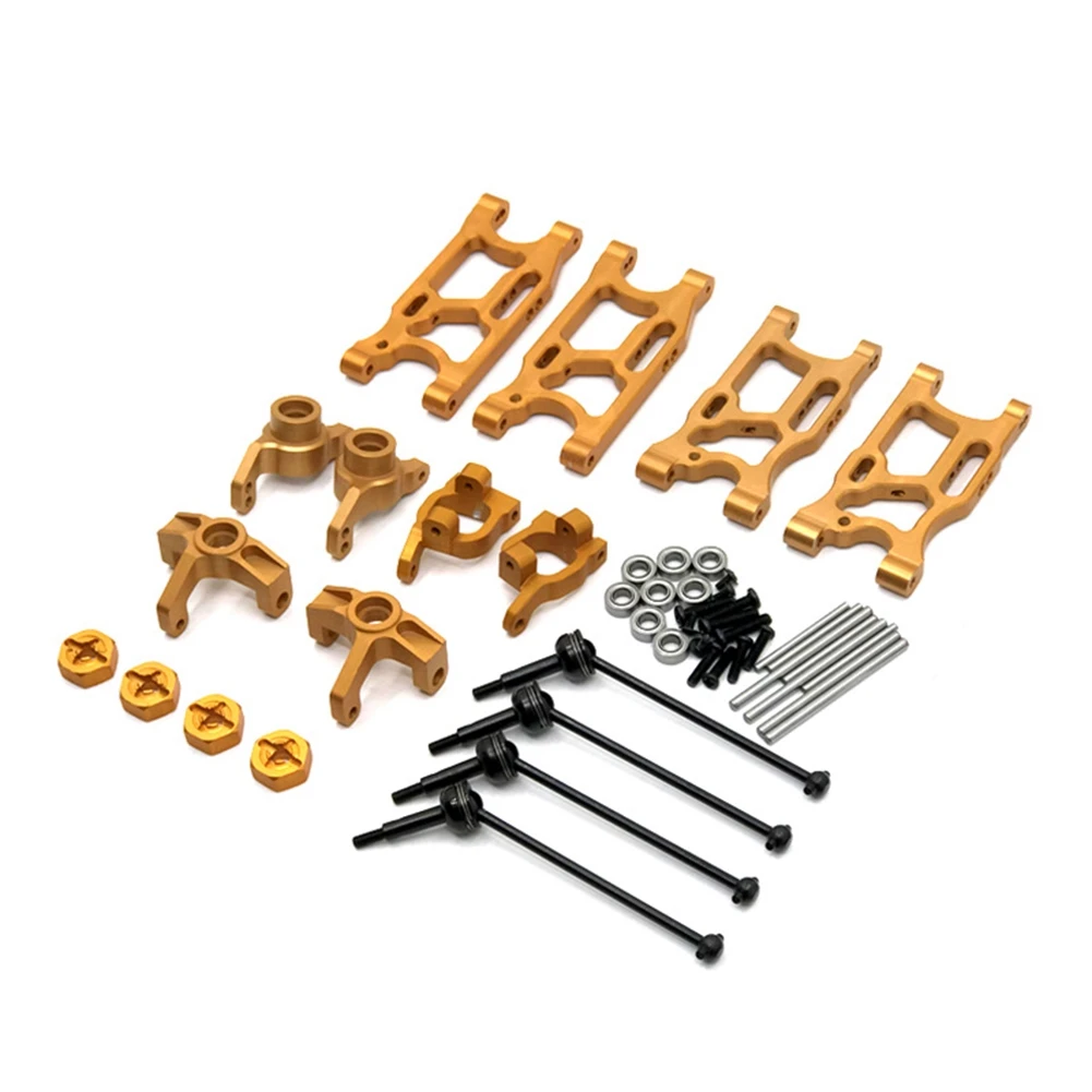 

Для 1/14 WLtoys 144001 124017-16-18-19 Радиоуправляемый автомобиль, обновленные запасные части, поворотный рычаг, Кубок руля, CVD и т. д. набор из 8 шт., золотой