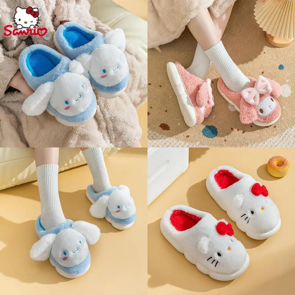 

Cartoon Hello Kittys Cinnamoroll Sanrio Plush Slippers Cute Cotton Slippers Winter Warm Slippers Homewear Shoes Christmas Gift
