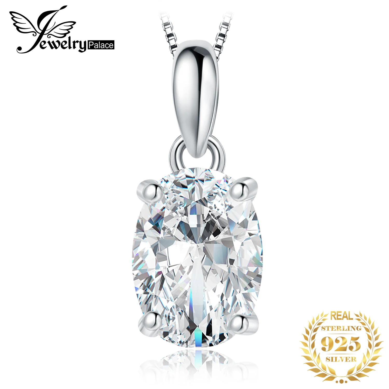 

JewelryPalace New GRA 1ct 2ct Oval Moissanite S925 Sterling Silver Solitaire Pendant Necklace for Woman Wedding Gift No Chain