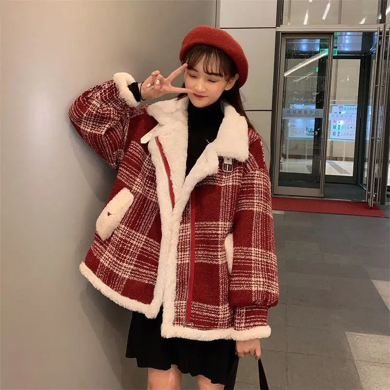 

F GIRLS Winter Jacket Women's Warm Coat 2022 Autumn Winter New American Women's Loose Plush Thickened Short Coat Women's Jacket